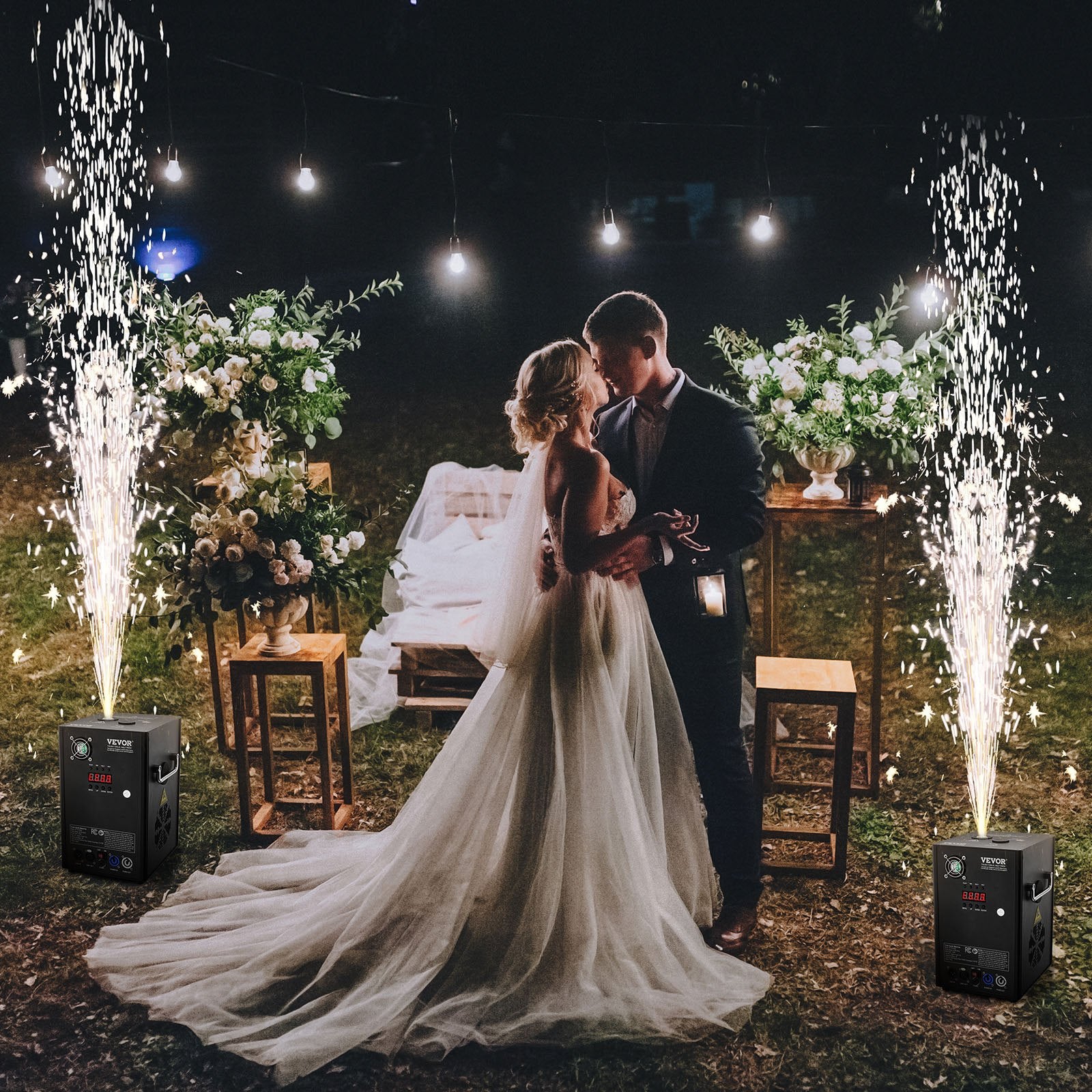 VEVOR Cold  Firework Machinex2 700W 6.6-16.4ft Stage DJ Wedding Event Party