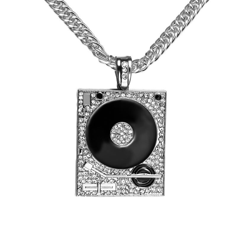 Diamond Hipster DJ Gramophone Necklace