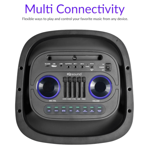 IQ Sound 2x10-Inch Portable Bluetooth DJ Speaker