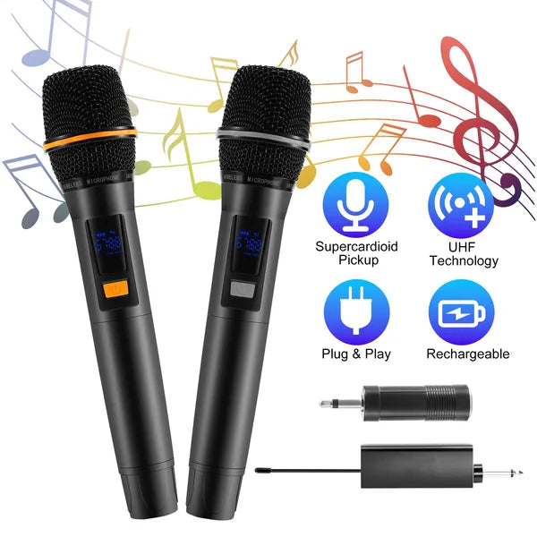 Set di microfoni wireless UHF ricaricabili